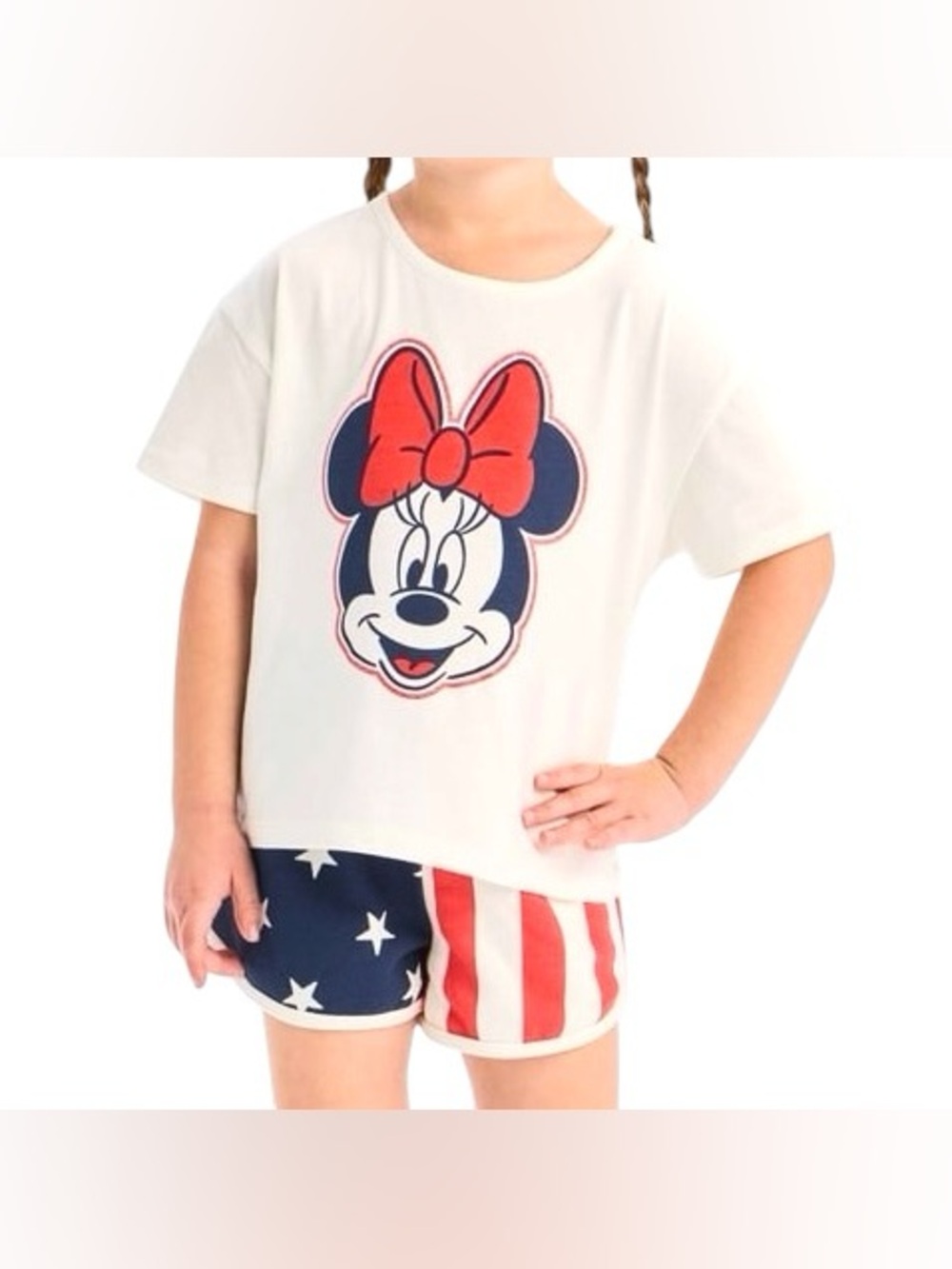 Toddler Girls' 2pc Disney Minnie Mouse Americana Short Sleeve T-Shirt and Short
